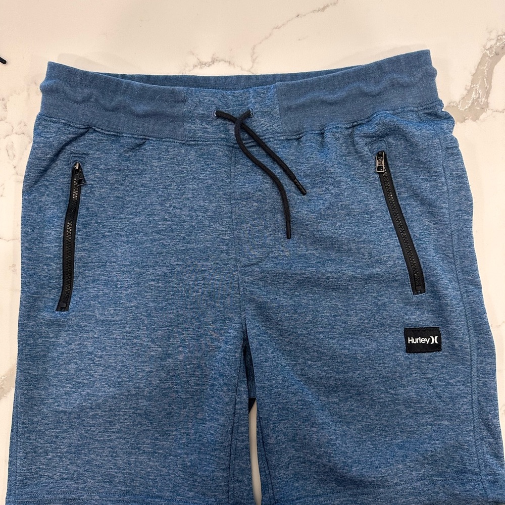 Hurley Athletic Shorts Blue and Black Stretchy Fit